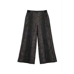 Annette Gortz Cropped Wide Leg Tell Linen Pants Black Racing Stripe Size M